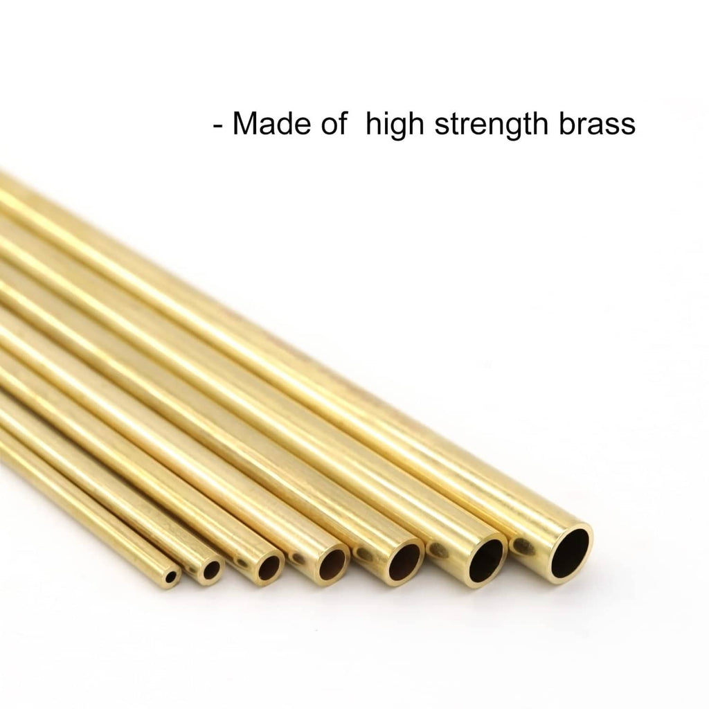 Gold brass round tubes bundle, visible cut ends in a row