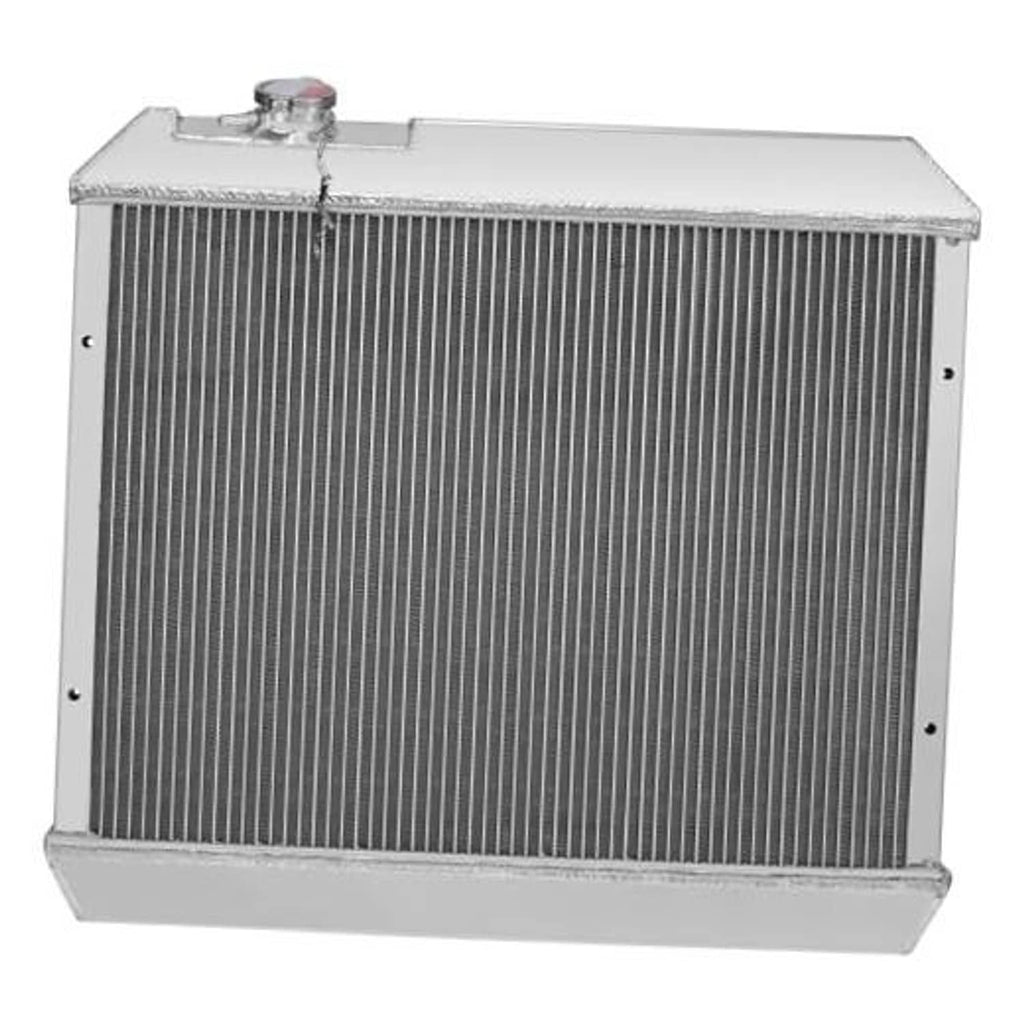 3-row aluminum radiator with cap, silver frame and dark finned core