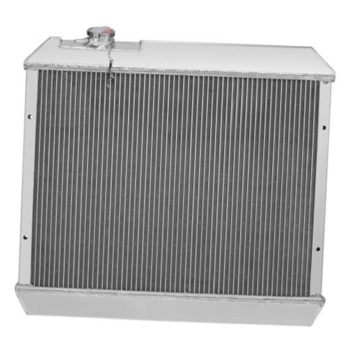 3-row aluminum radiator with cap, silver frame and dark finned core