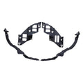 Front headlight guide support brackets with bumper bracket trim, black plastic set