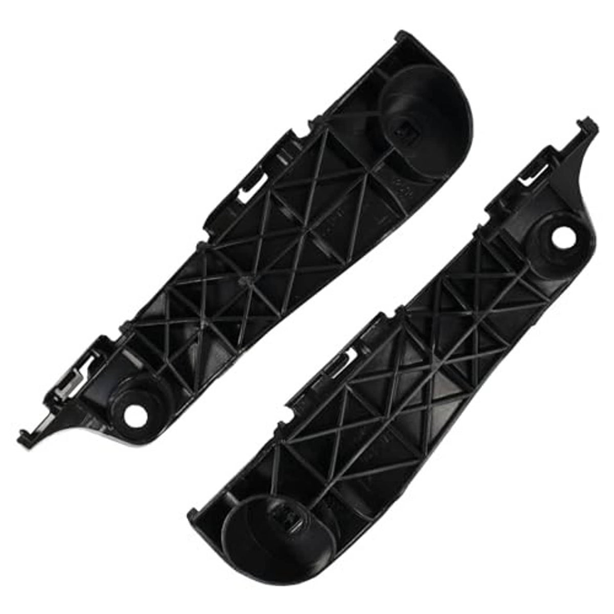 Front bumper bracket supports in black plastic, two-piece left and right, with circular caps