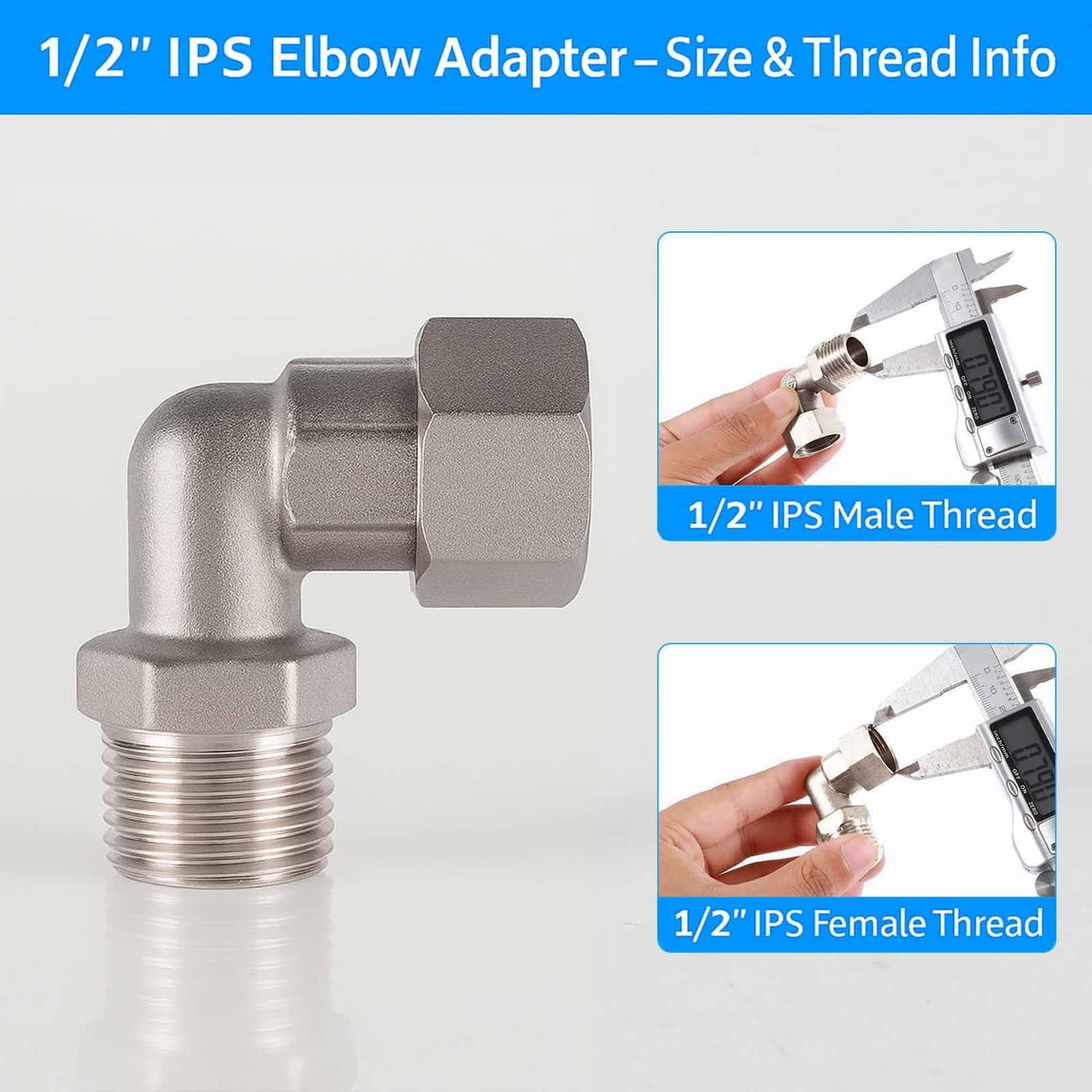 1/2 in IPS elbow adapter with male and female threaded ends