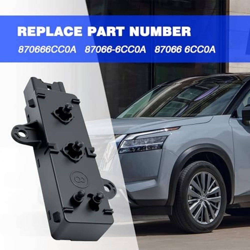 Power seat control switch module with connector end, black plastic housing