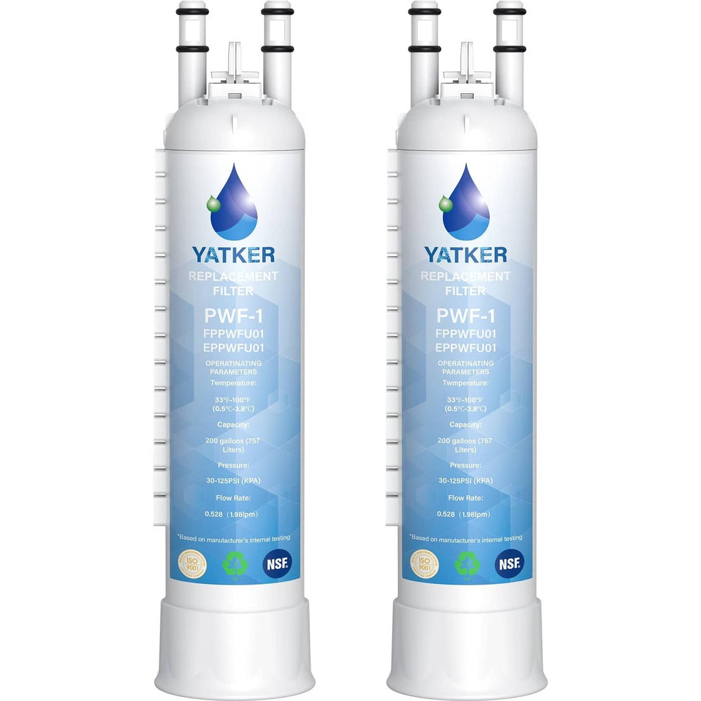 White YATKER replacement water filter cartridges, 2-pack with tall housing