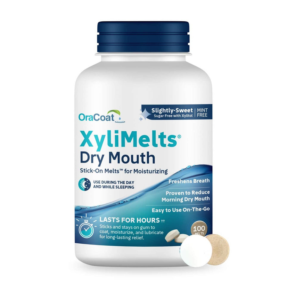 OraCoat XyliMelts Dry Mouth stick-on dissolvable melts bottle with 100 count