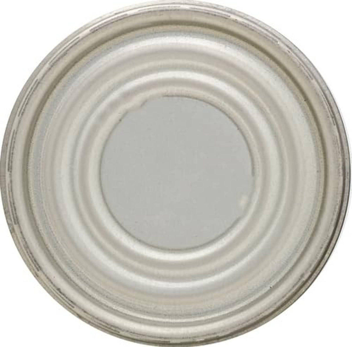 Roast beef hash can lid underside, silver metal base close-up