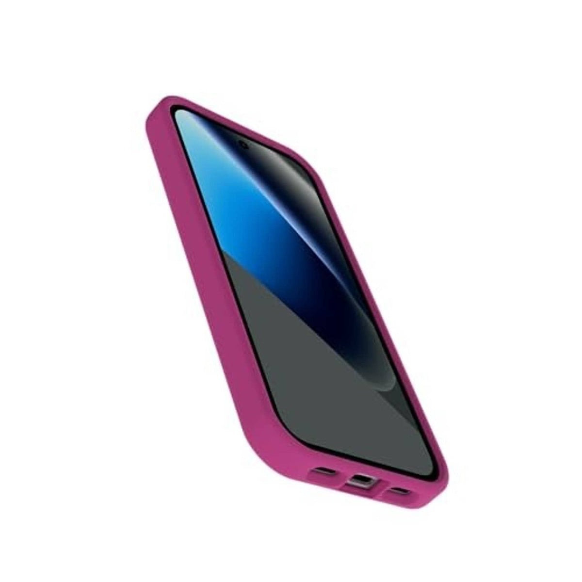 Rose pink slim phone case with side ports and raised corner protection