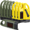 Green and yellow solar hand-crank flashlights, 9-pack with LED bulbs and carry handle
