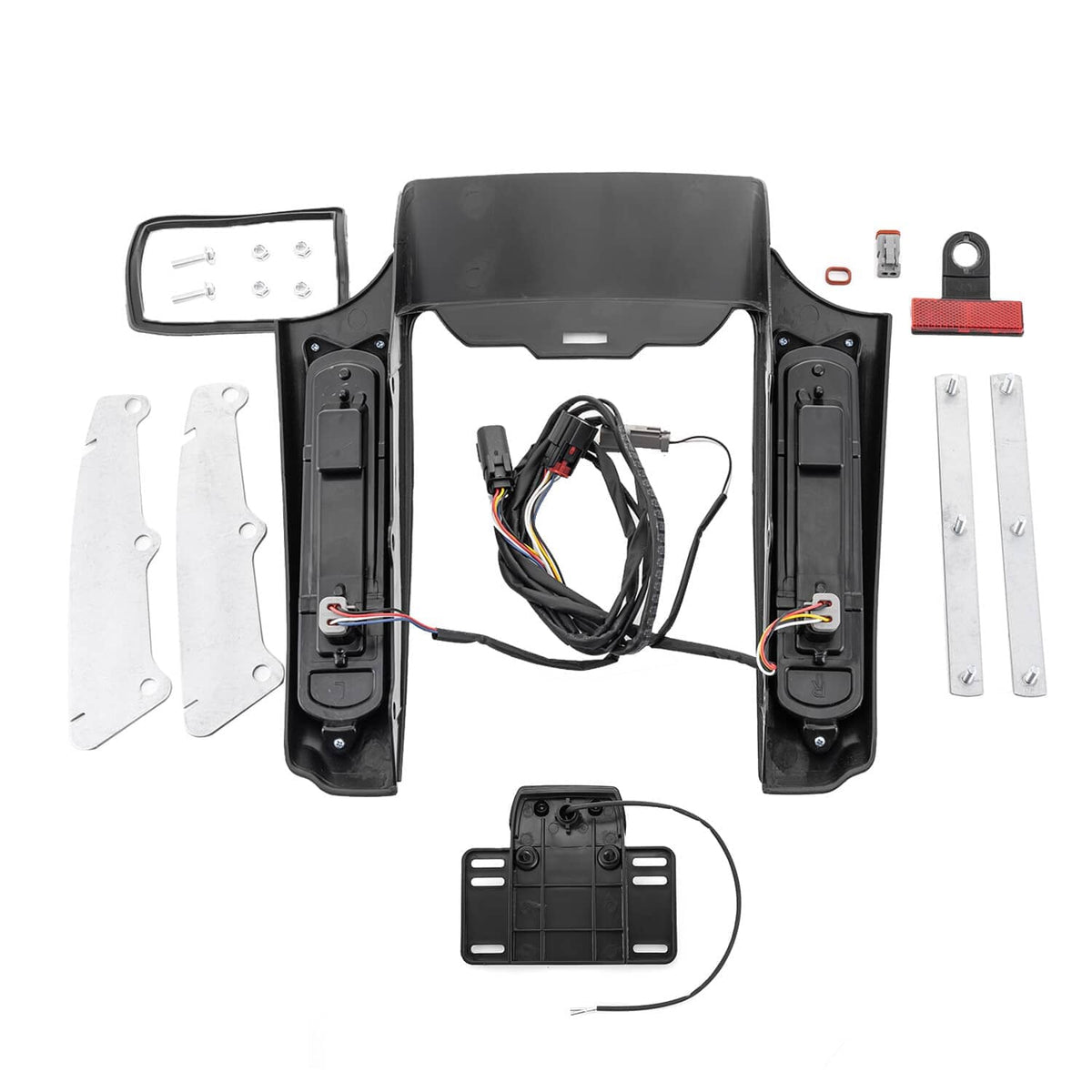 LED rear fender fascia light kit: black housings, lenses, brackets, wiring harness
