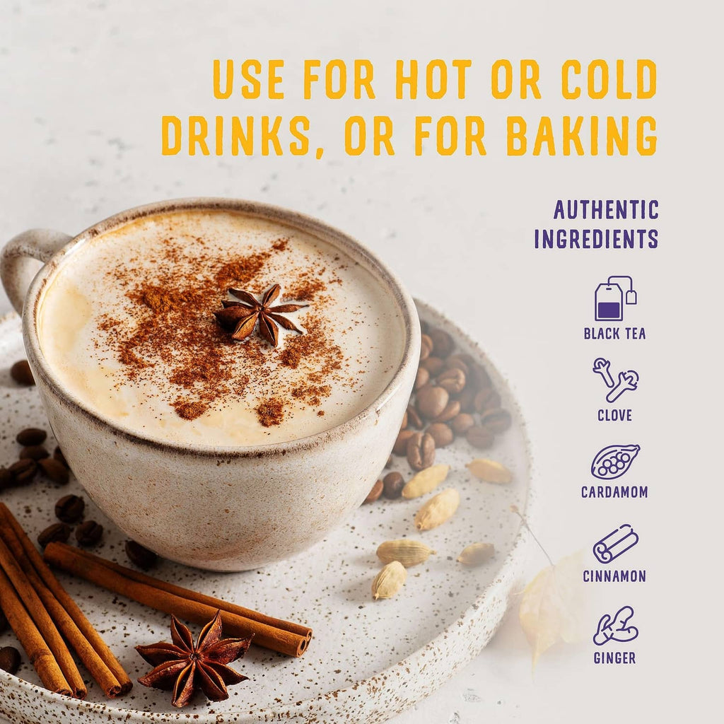 Oregon Chai chai latte in a cup with cinnamon and star anise garnish