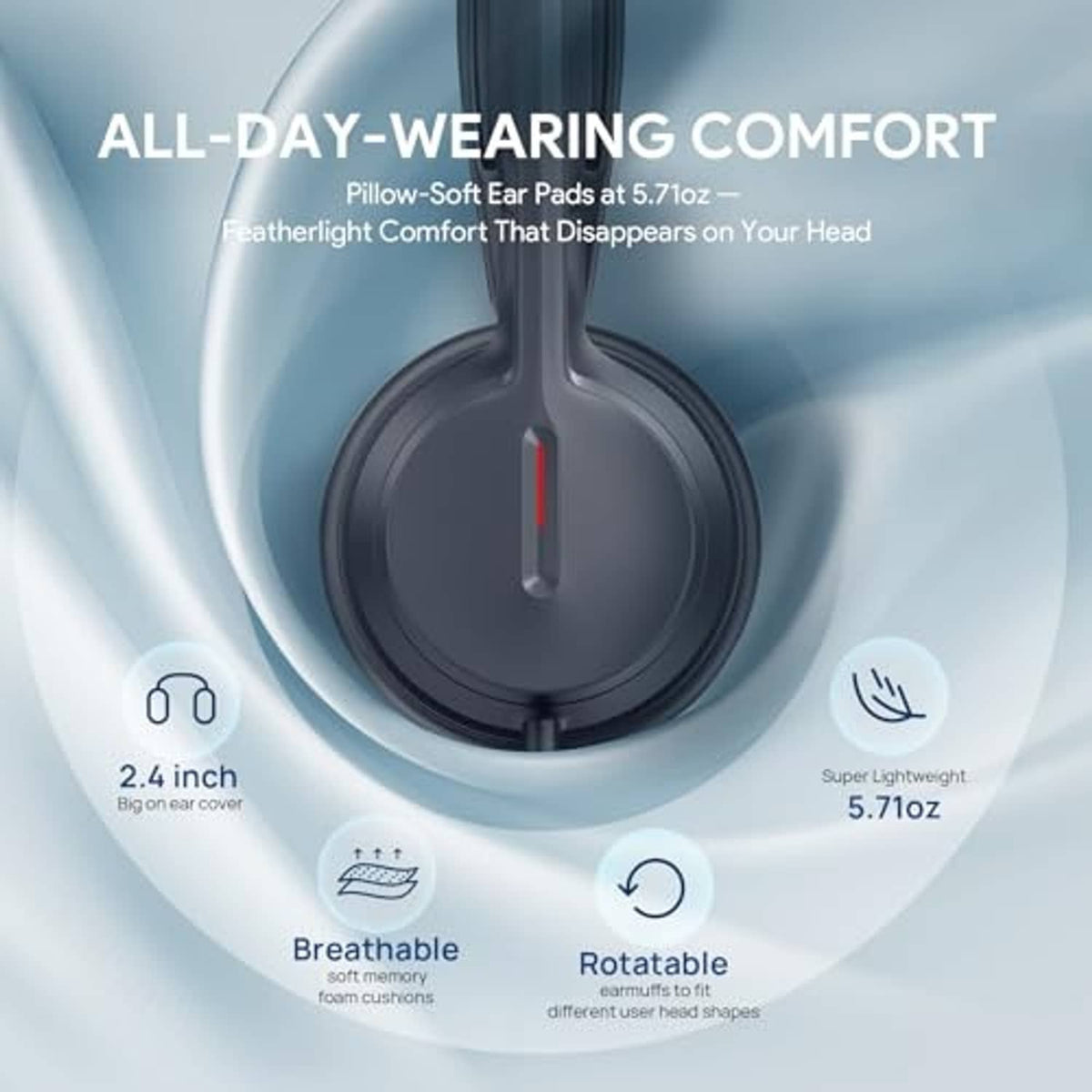 Black over-ear headset with cushioned ear pads for all-day wired comfort