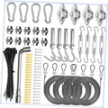 Sun shade sail hardware kit with eye hooks, cable, clamps, and mounting accessories