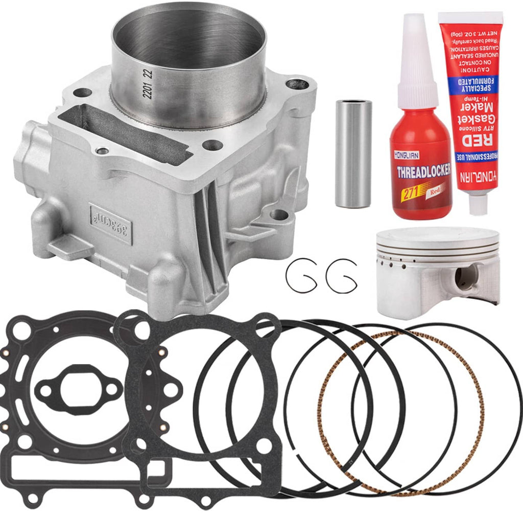Cylinder and piston kit set with piston rings, gaskets, pin, and red sealant