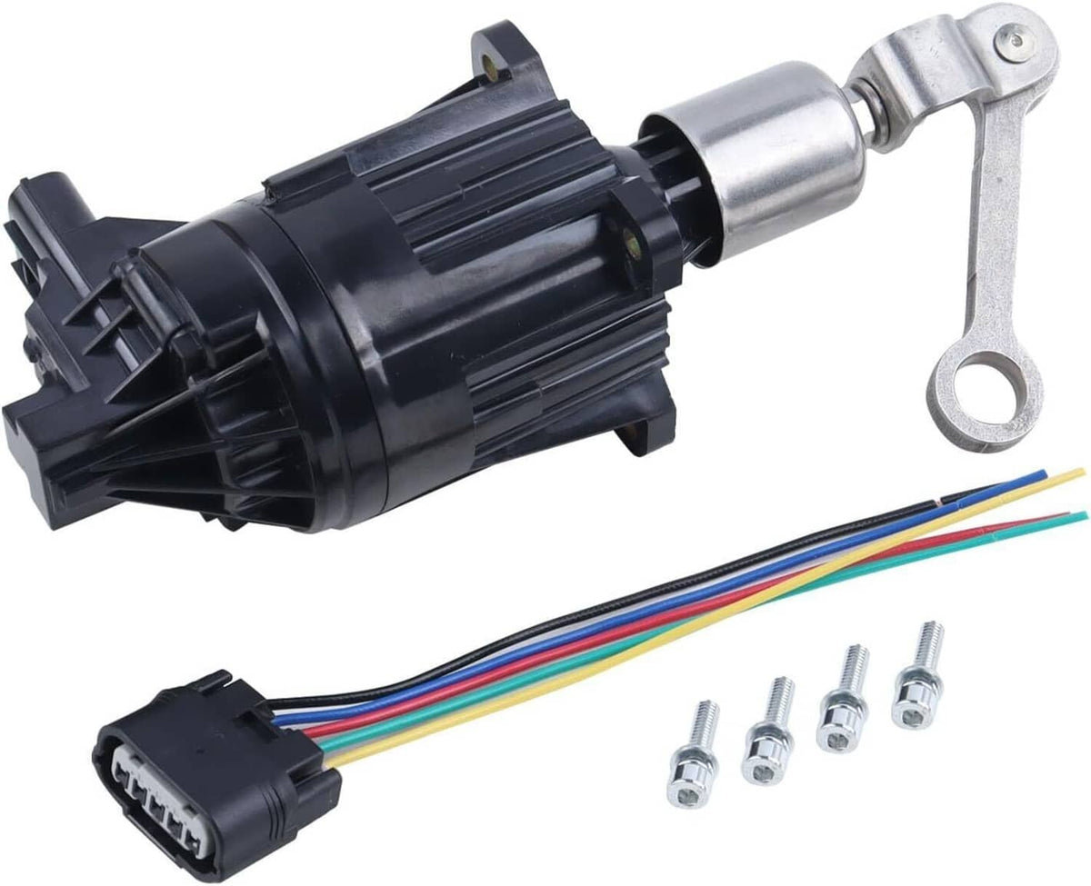 Turbocharger actuator assembly with connector harness, metal rod, and mounting bracket