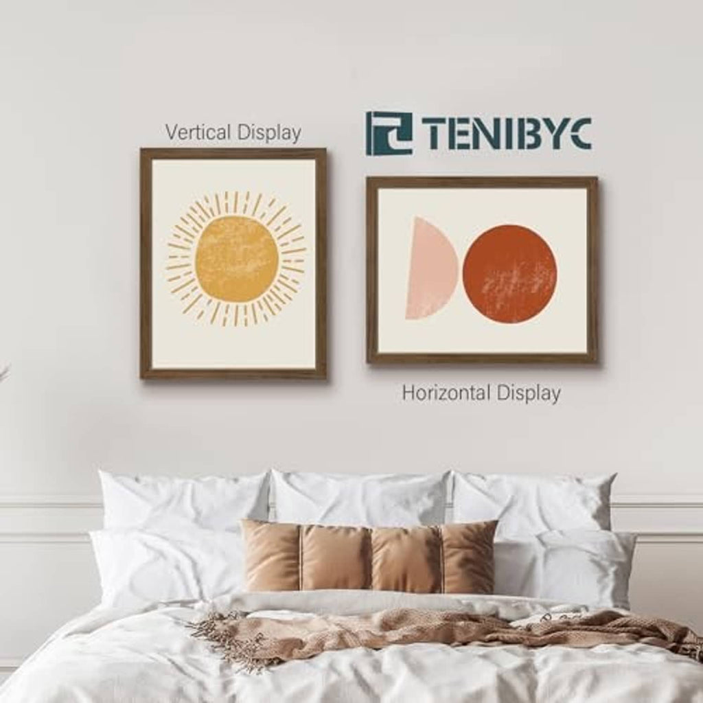 Two brown woodgrain 16x20 picture frames showing vertical and horizontal display options