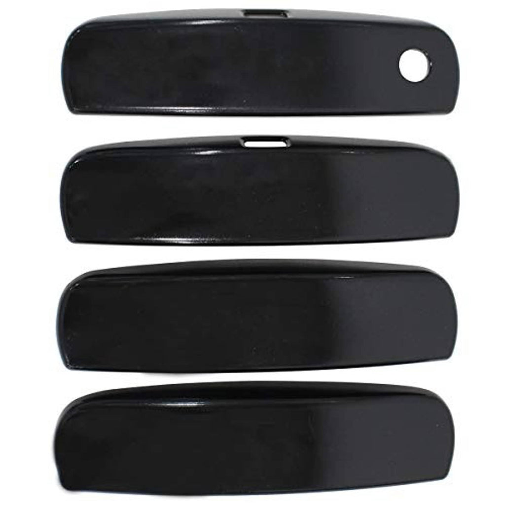 Set of four glossy black rectangular trim covers with rounded edges