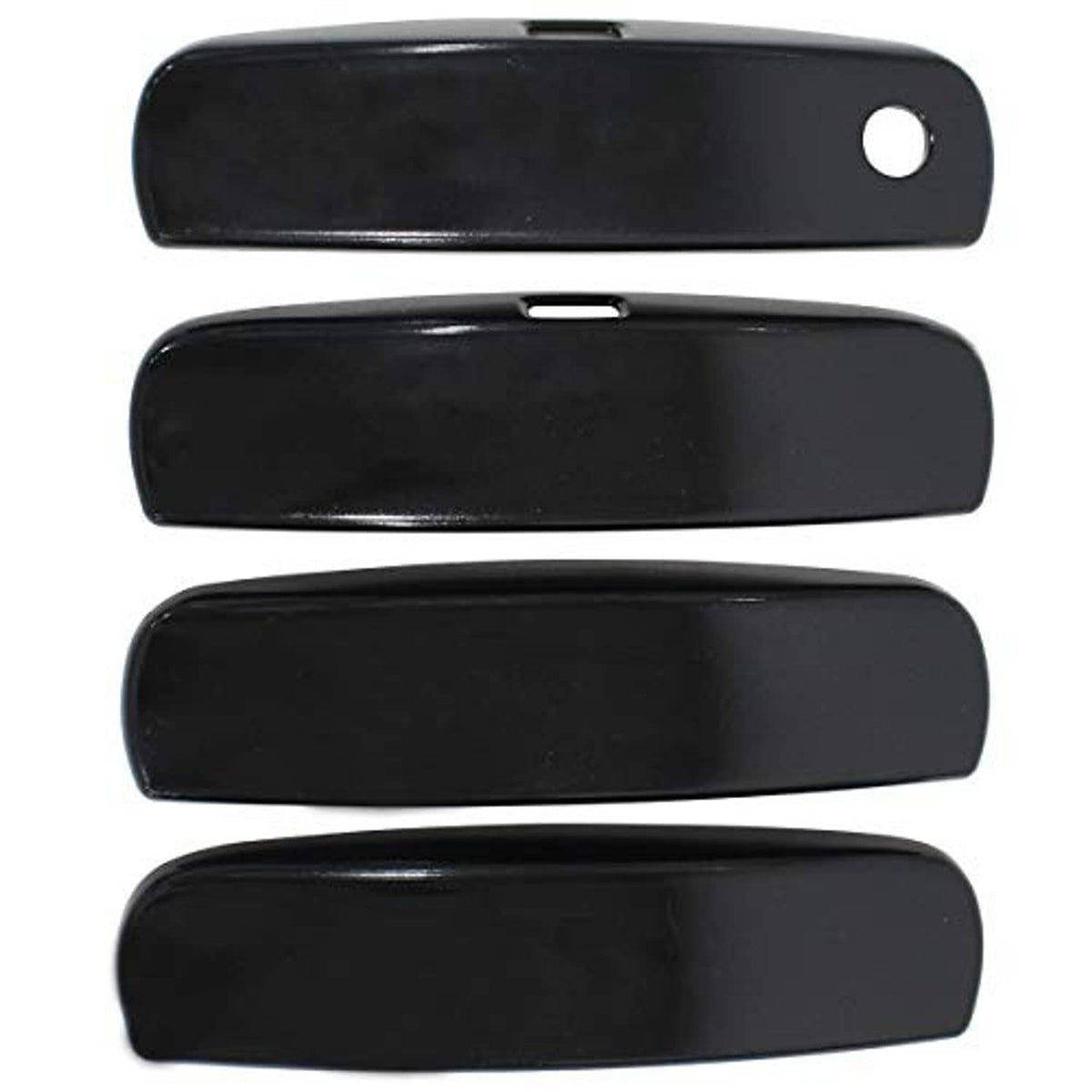 Set of four glossy black rectangular trim covers with rounded edges
