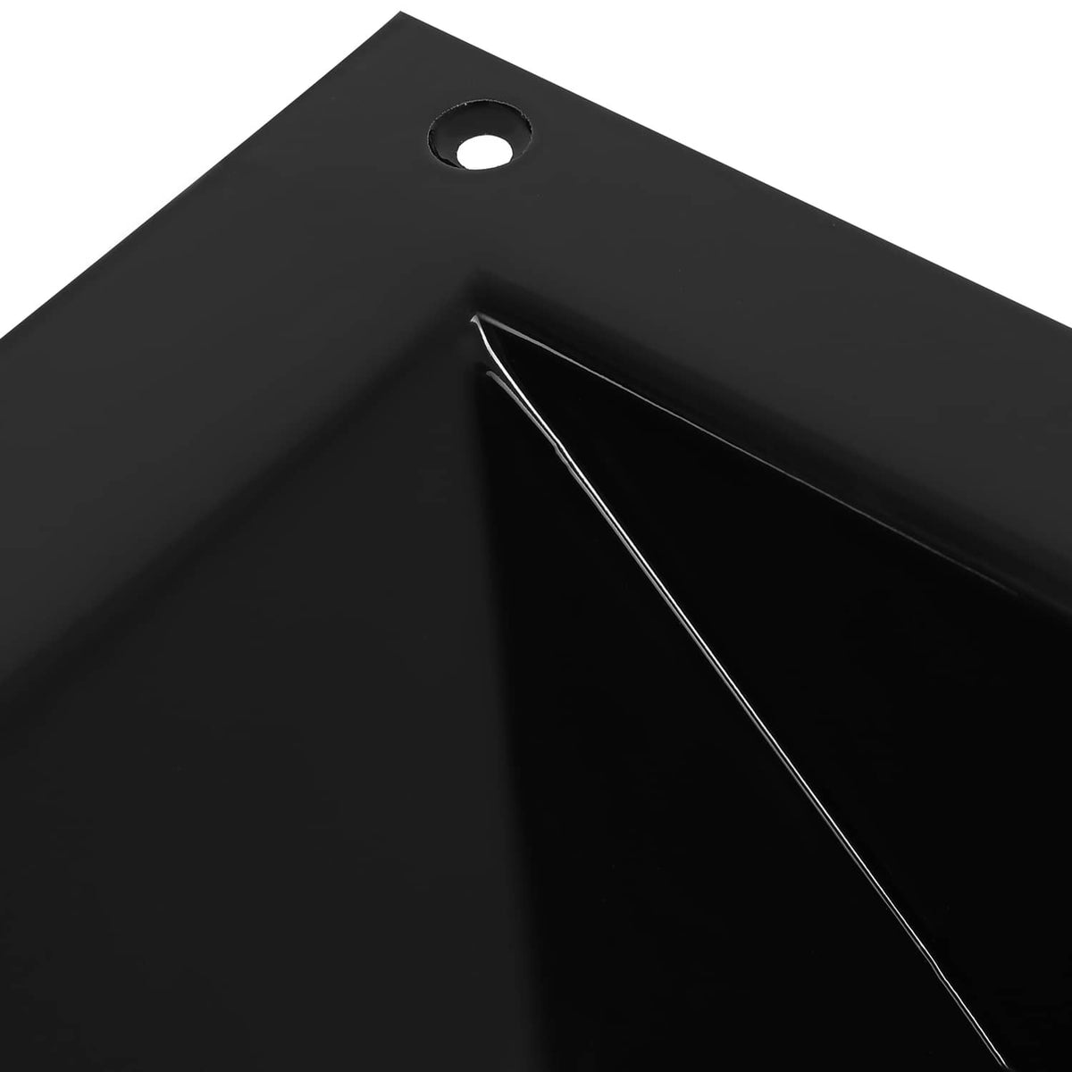 Recessed trolling motor foot pedal pan corner detail with round hole and smooth interior wall.