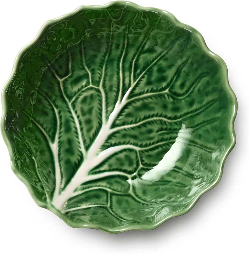 Green cabbage-relief 3D soup bowls, set of four—top view