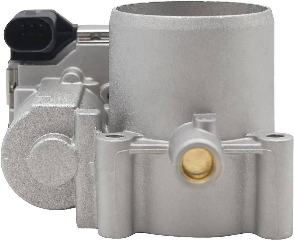 Electronic throttle body with gold-tinted sensor port and silver metal housing