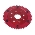 Red toothed sprocket with multiple bolt holes and center bore
