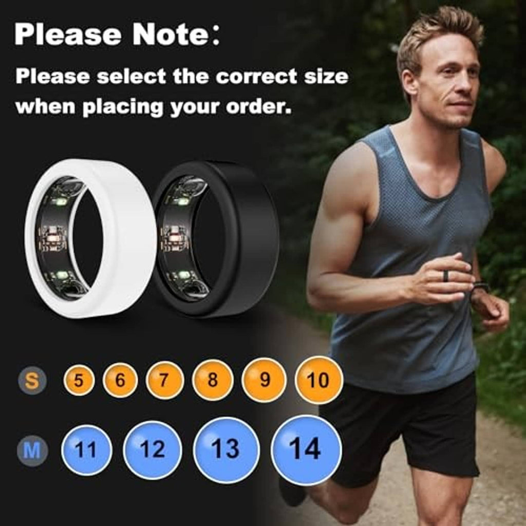 White and black silicone ring cover cases for Oura ring, side-by-side