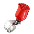 Red rose-style car spinner knob with chrome clamp band
