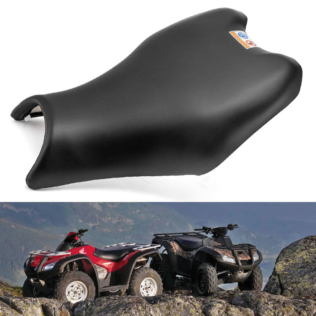 ATV seat cushion, black contoured cover with rear handhold cutout
