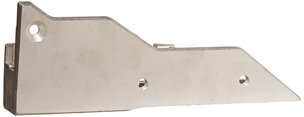 Hitachi silver metal fence bracket with two mounting holes and angled edge