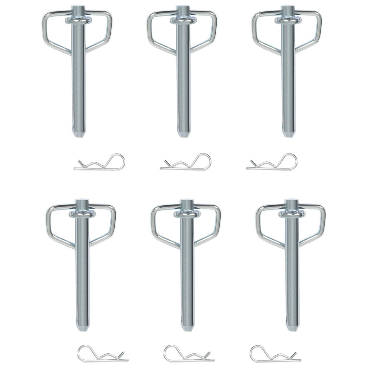 Steel D-ring pins and U-shaped D-rings with small retaining clips