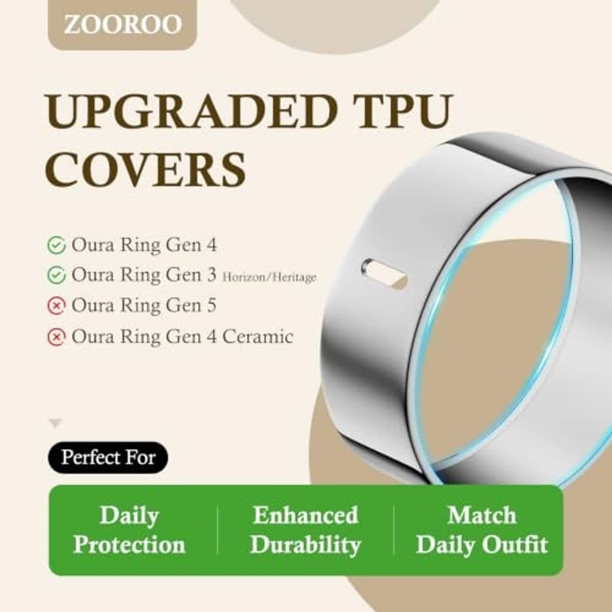 Upgraded TPU ring cover in silver with a blue inner ring accent