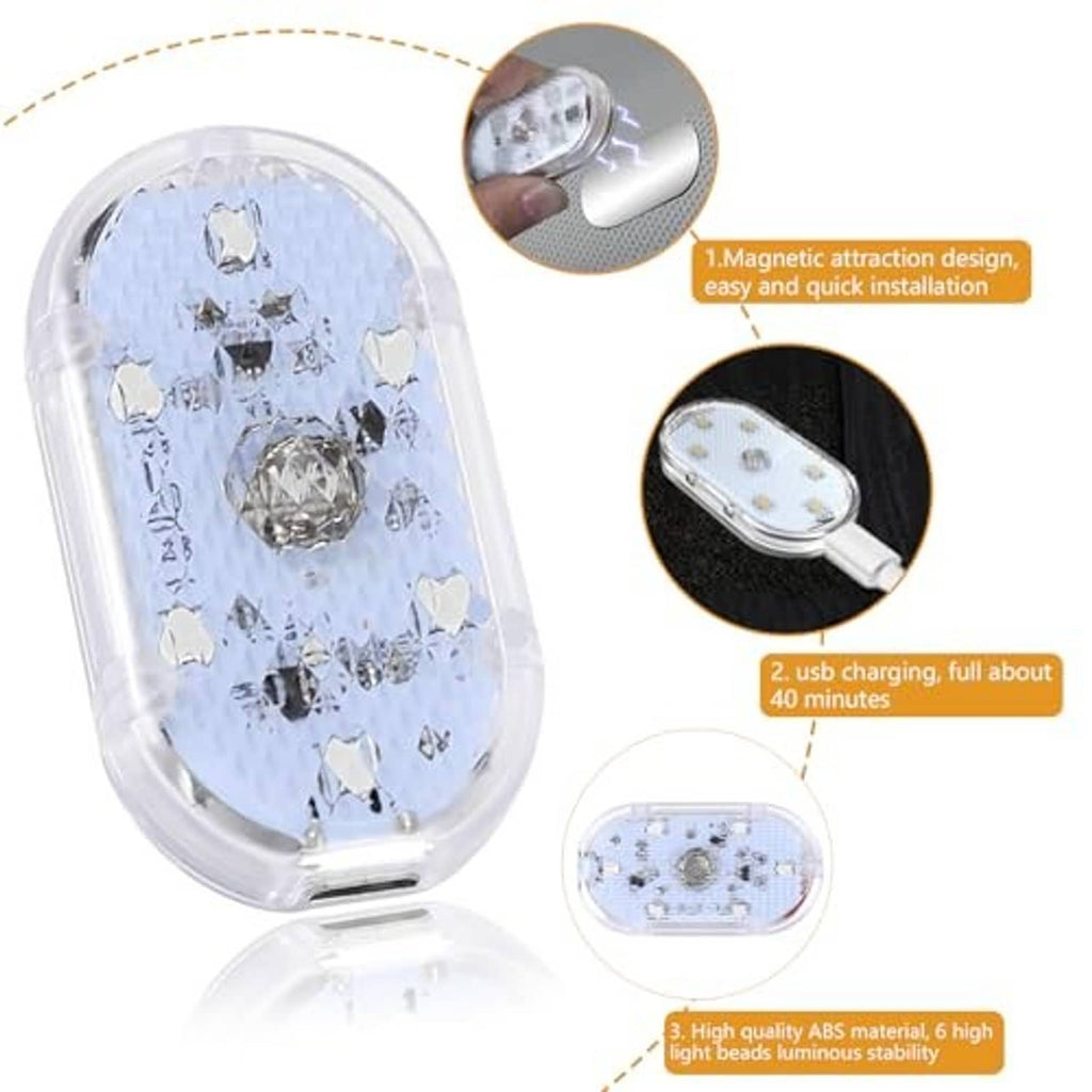 Clear oval wireless LED interior light with multiple bright blue LED points