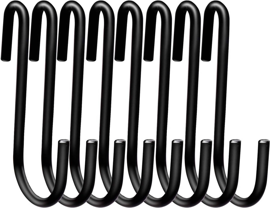 Pack of black heavy-duty S hooks for kitchen organization, 24 count