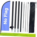 Feather flag pole kit with ground spike, aluminum poles, and black carry bag