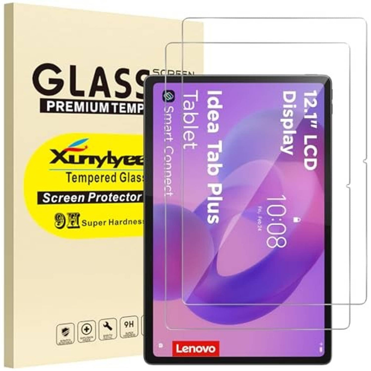 2-pack clear tempered glass screen protectors for 12.1-inch tablet, over display