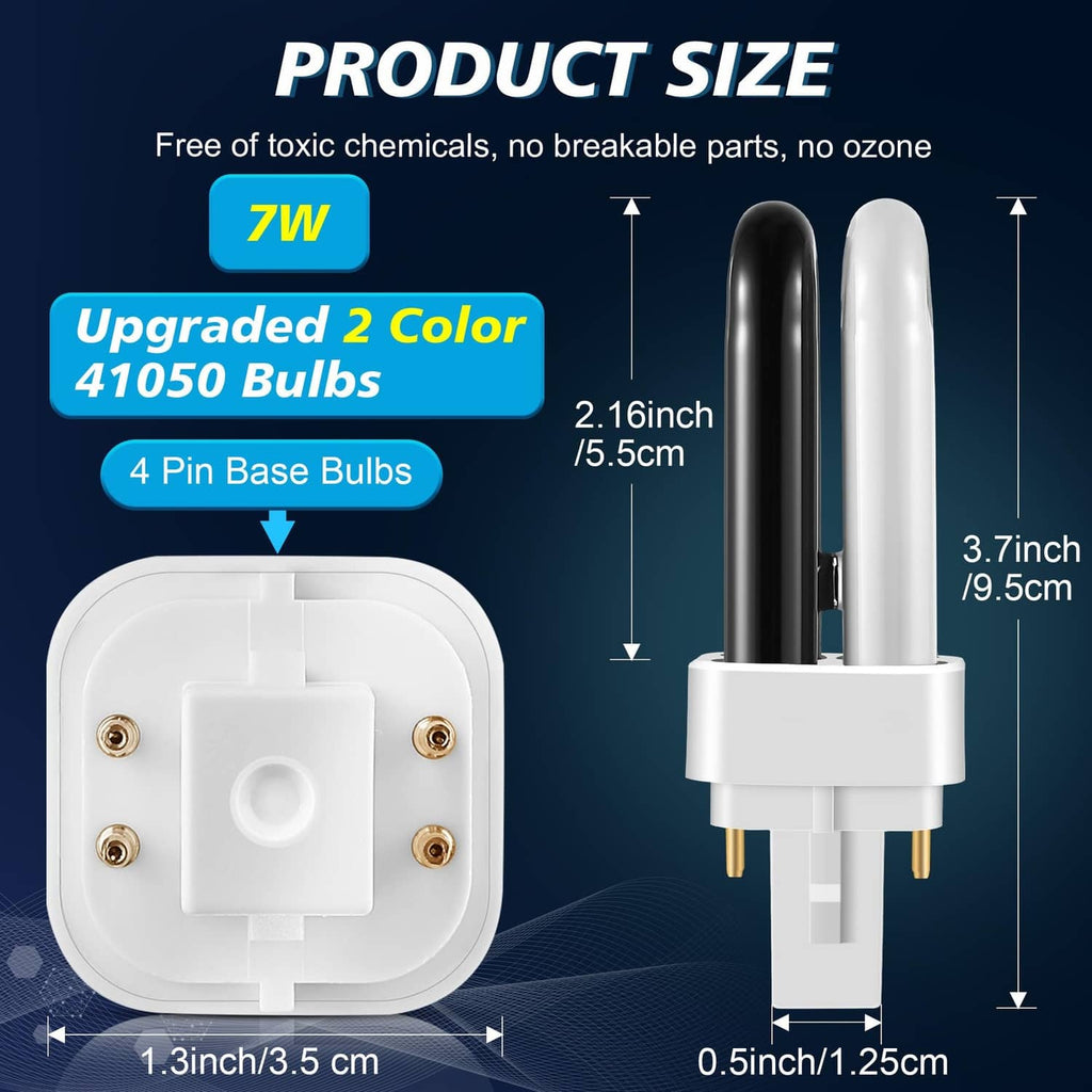 Upgraded 2-color 41050 bulbs with 4-pin base, white and dark tubes