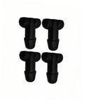 Set of four black valve stem caps, T-shaped rubber covers for wheel valves