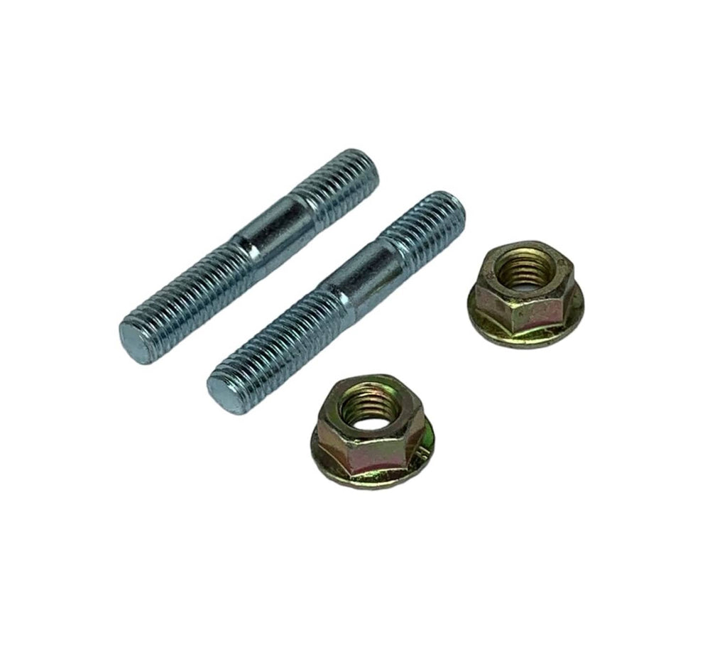 Exhaust stud bolt kit with two metallic studs and two hex nuts