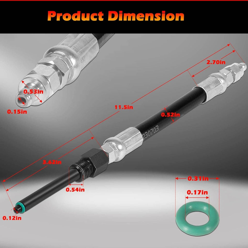 Compression tester adapter with black hose and silver fittings, includes green sealing ring