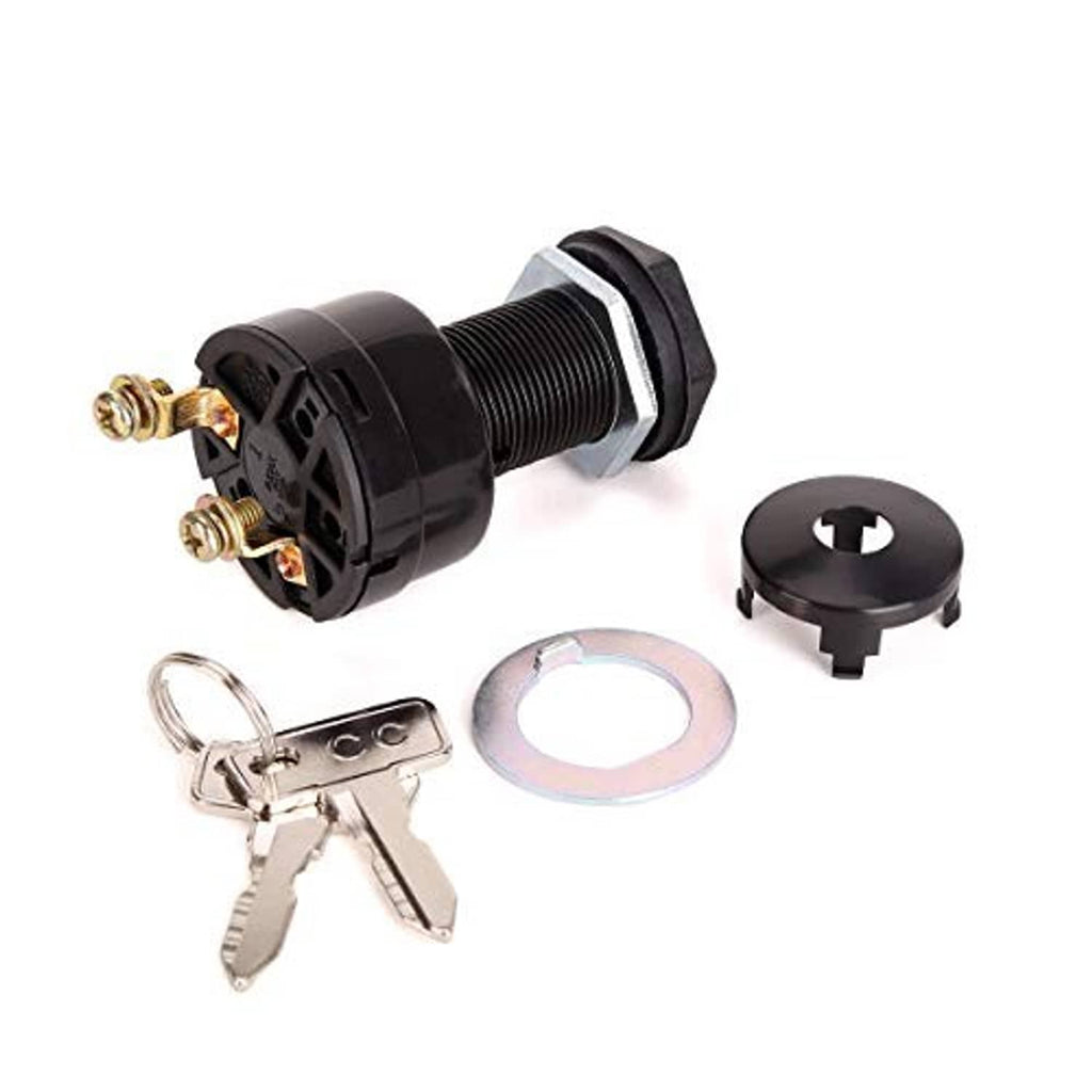2-pin ignition switch set with two keys, metal ring, and round protective cap