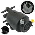 Black electric fuel pump assembly with mounting tabs and electrical connector ports