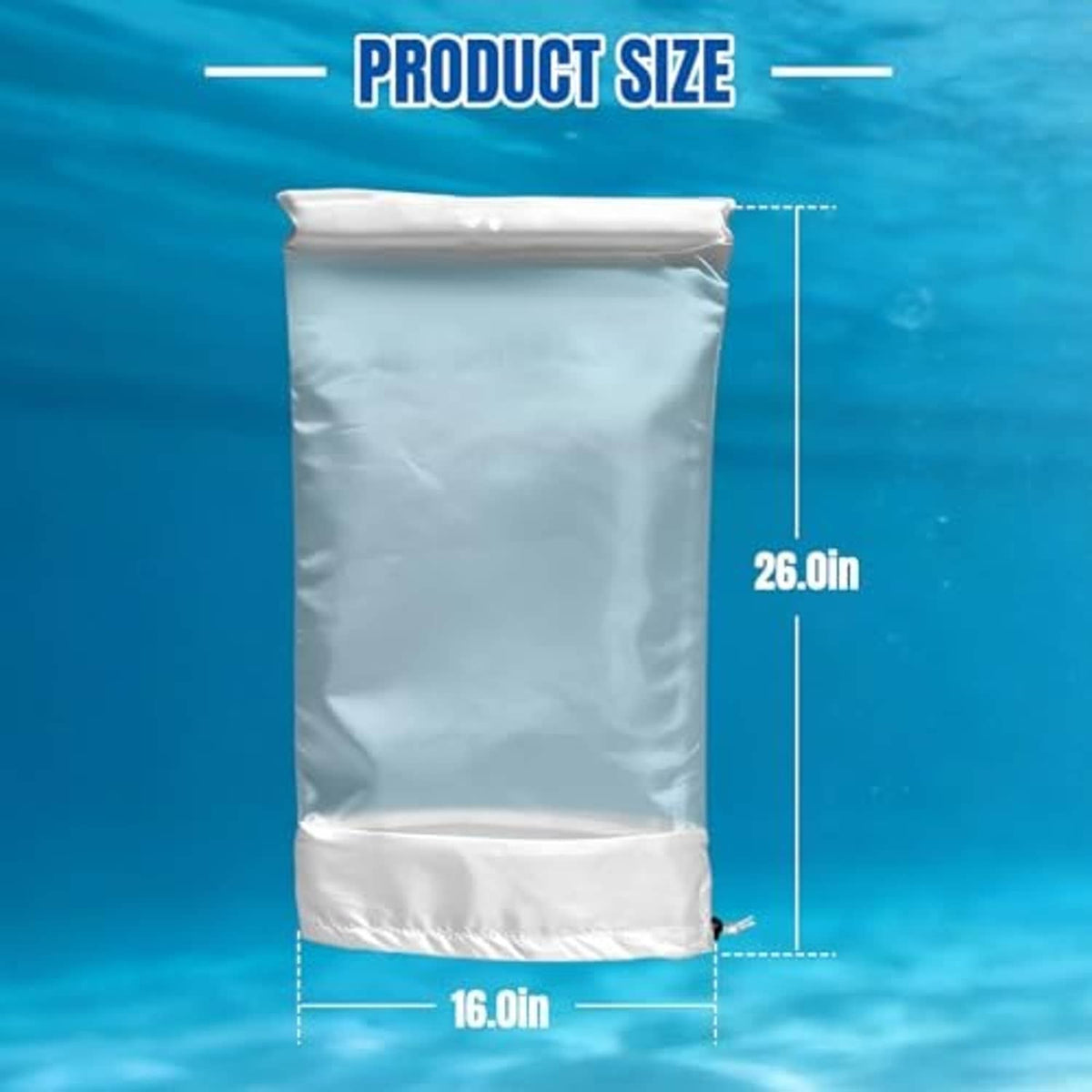 White 100-micron filter bag size: 16.0 in wide and 26.0 in tall