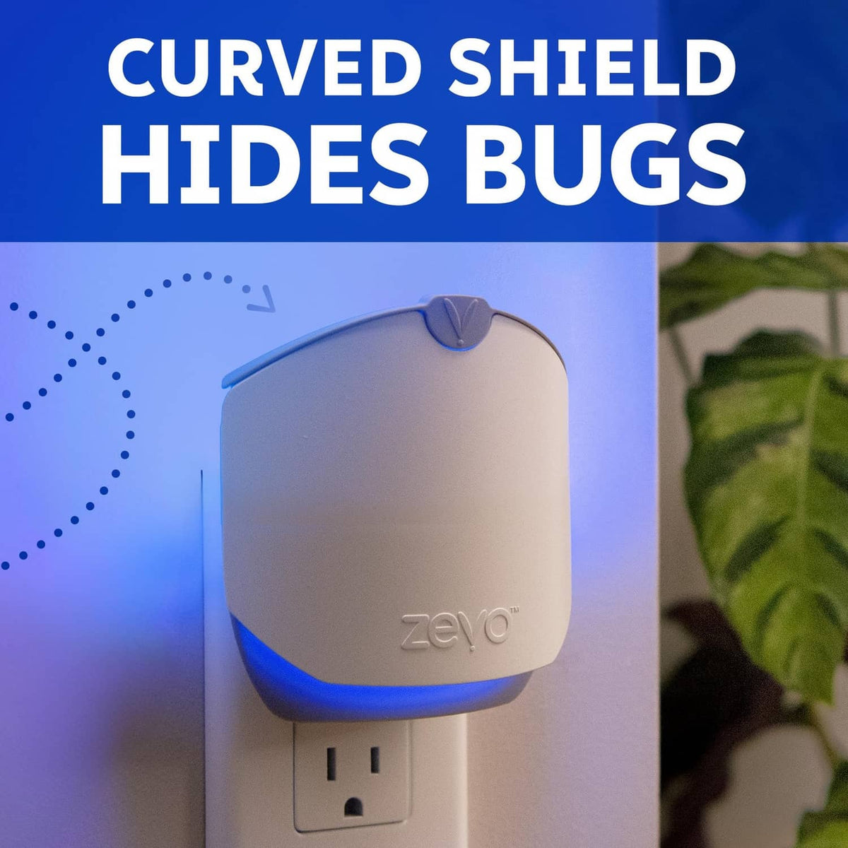 Zevo compact curved shield trap refill device with blue light, white