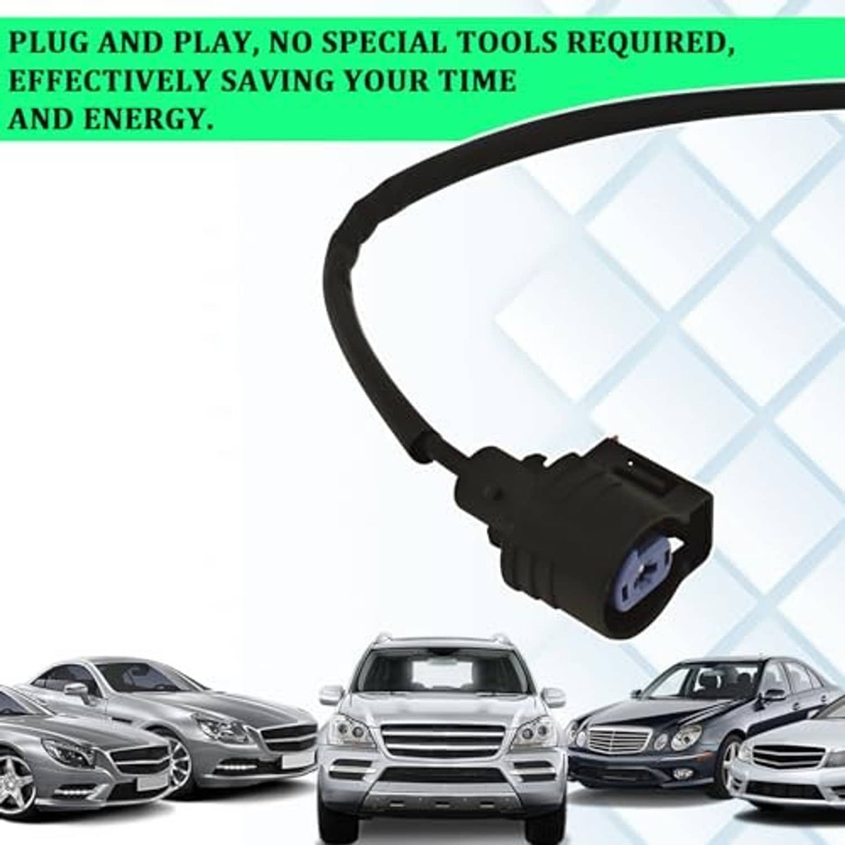 Starter pigtail connector plug with long black cable and blue 2-pin insert