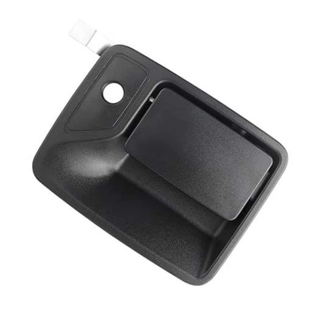 Black exterior door handle replacement with circular mounting hole and recessed grip