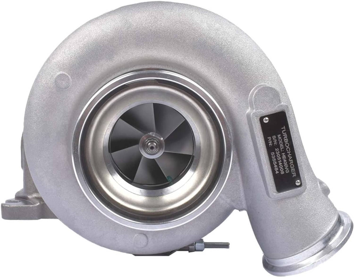 Turbocharger front view showing compressor wheel and circular inlet housing
