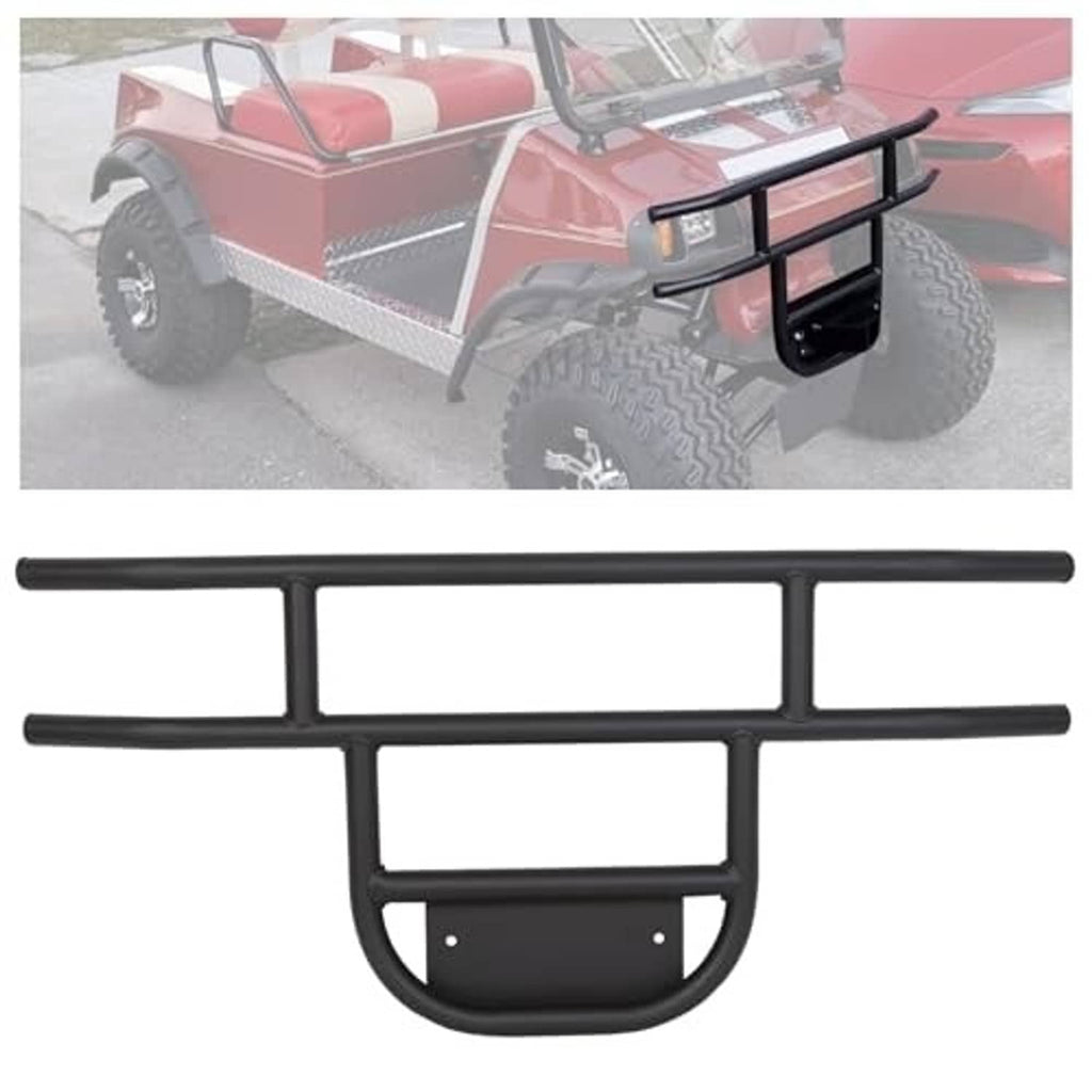Black tubular front brush guard bumper with grille guard panel