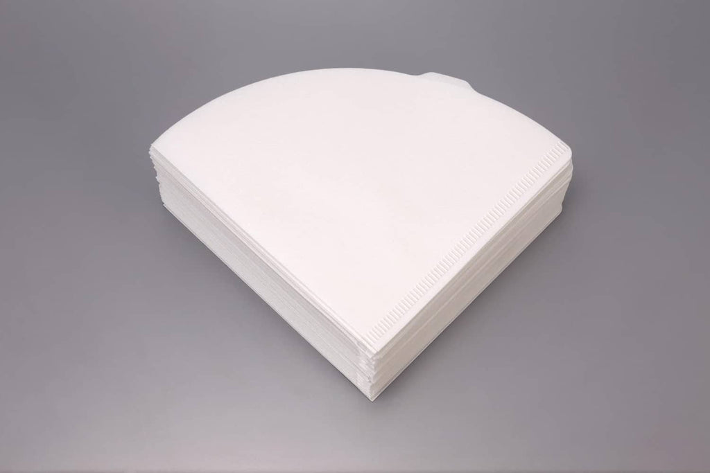 Stack of white V60 size 02 paper coffee filters