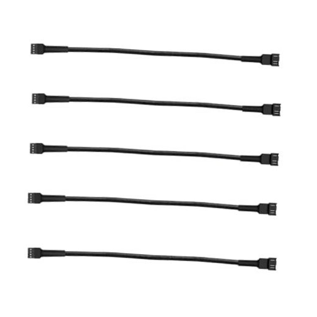 PC fan extension cables, black 12 in, 5-pack, 3-pin/4-pin keyed connectors