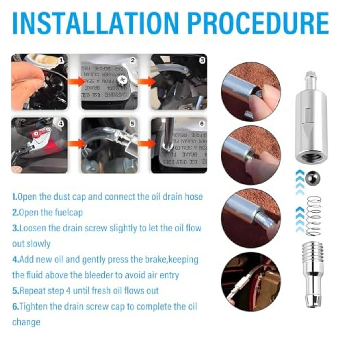 Brake bleeder kit assembly with high-temp hose and spring clamps